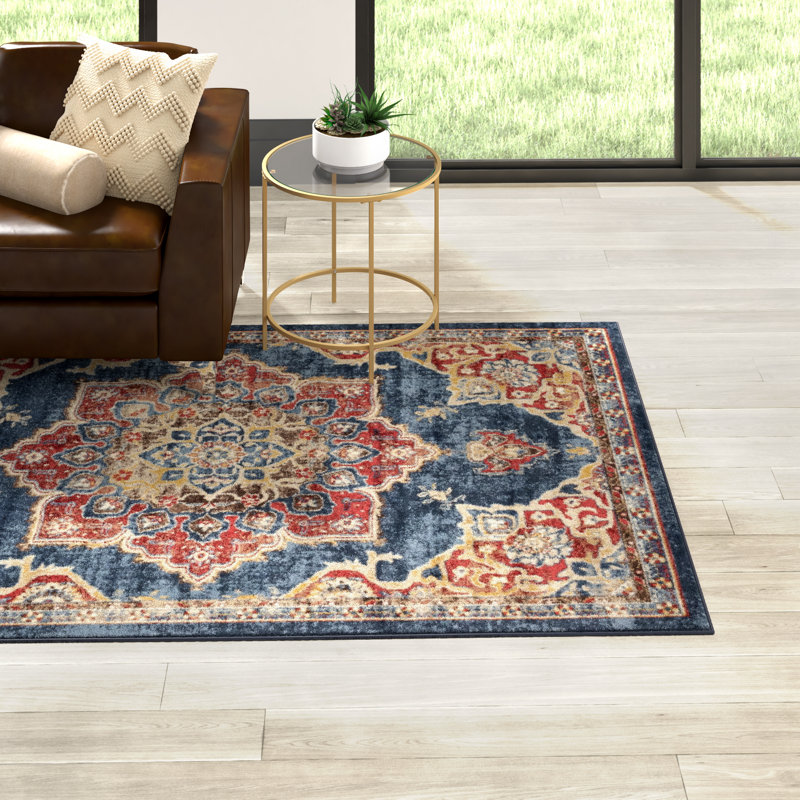 Mercury Row® Oriental Navy Blue Area Rug & Reviews Wayfair